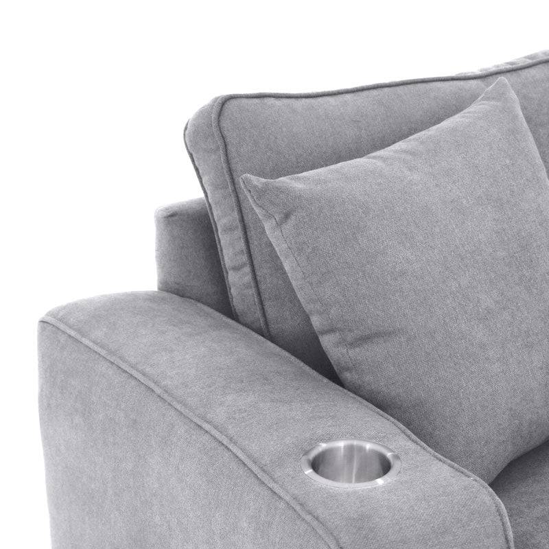 Sala Selena Gris Claro de Deurope.com.mx, conjunto de sala moderna con cojines y estructura de color gris claro.