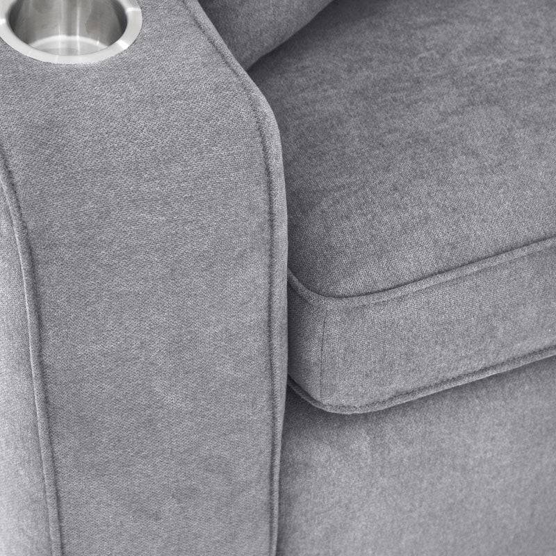 Sala Selena gris claro de Deurope, conjunto de muebles de sala con cojines y estructura moderna en tonos suaves.