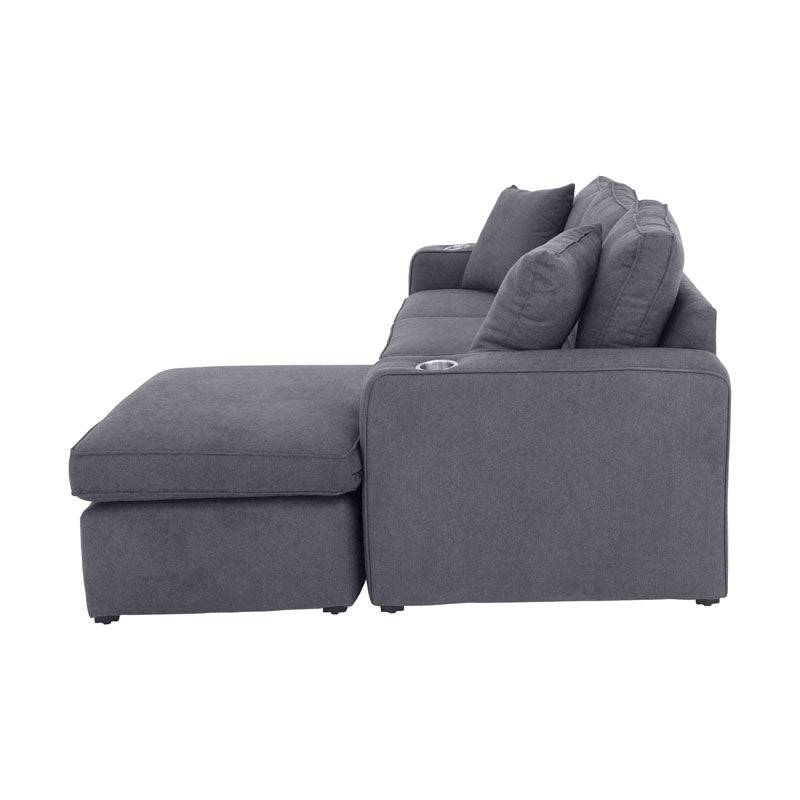 Sala Selena en gris oscuro de Deurope, conjunto de sofá y butacas con estilo moderno y cómodo para sala de estar.