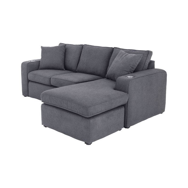Sala Selena gris oscuro de Deurope, conjunto de sofá y sillones con cojines en sala moderna y elegante.