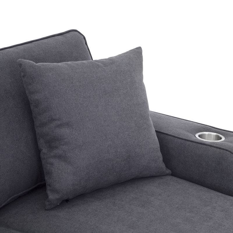 Sala Selena gris oscuro de Deurope, sofá moderno con cojines y estructura resistente, ideal para espacios elegantes y cómodos.