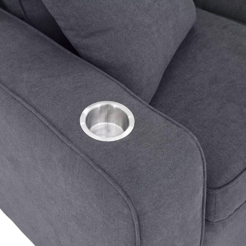 Sala Selena gris oscuro de Deurope con cojines y estructura moderna, ideal para espacios elegantes y confortables.
