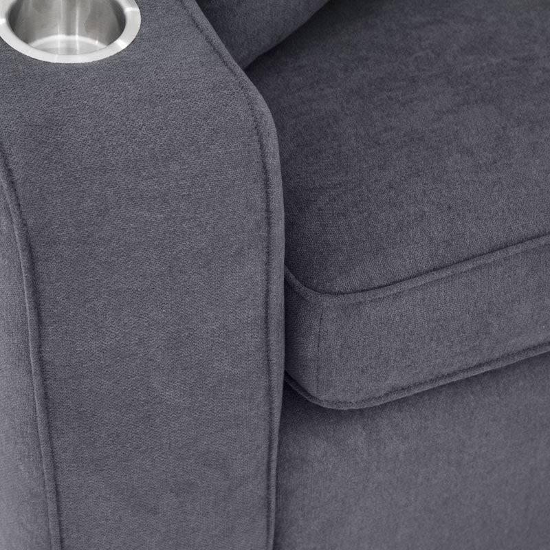 Sala Selena gris oscuro deoupe.com.mx, conjunto de sofá moderno con cojines y estructura resistente, vista completa.