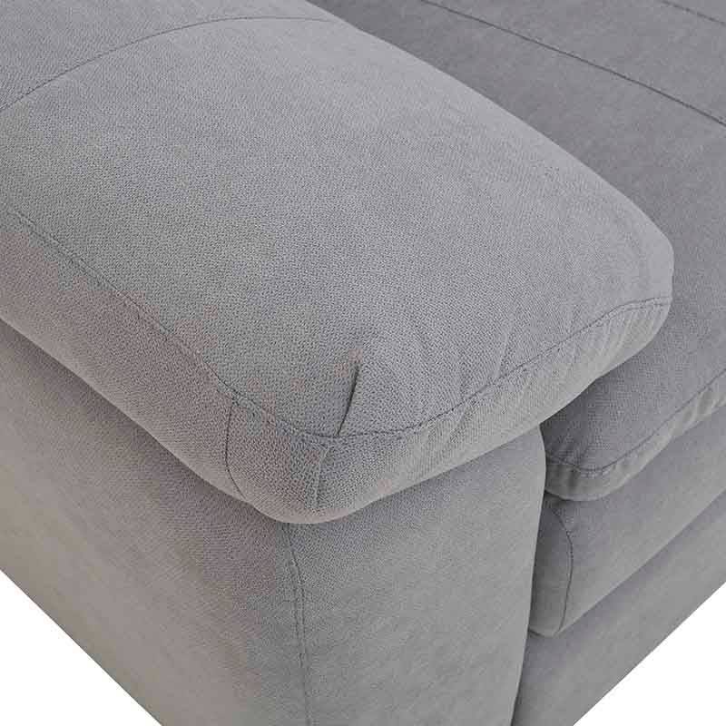 Sala Amara de tapiz gris claro con estructura moderna, dimensiones 276x92x95 cm, ideal para sala de estilo contemporáneo.