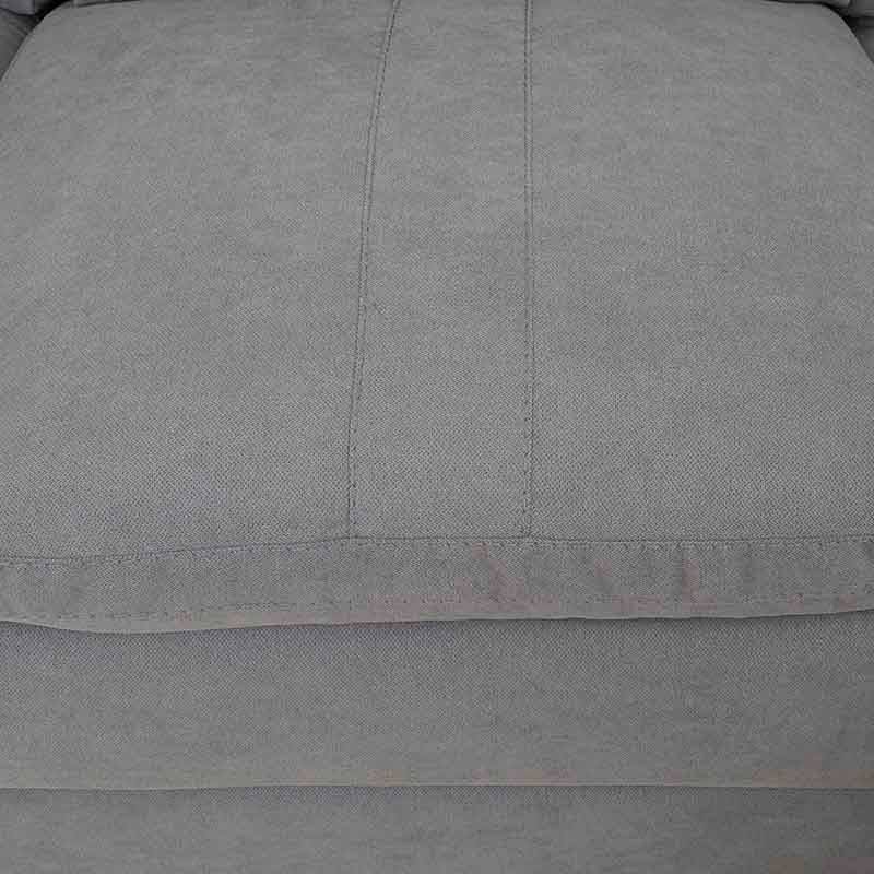 Sala Amara de color gris claro, sala de tapiz en tela tejida, con dimensiones de 276 cm de ancho, 92 cm de alto y 95 cm de fondo.