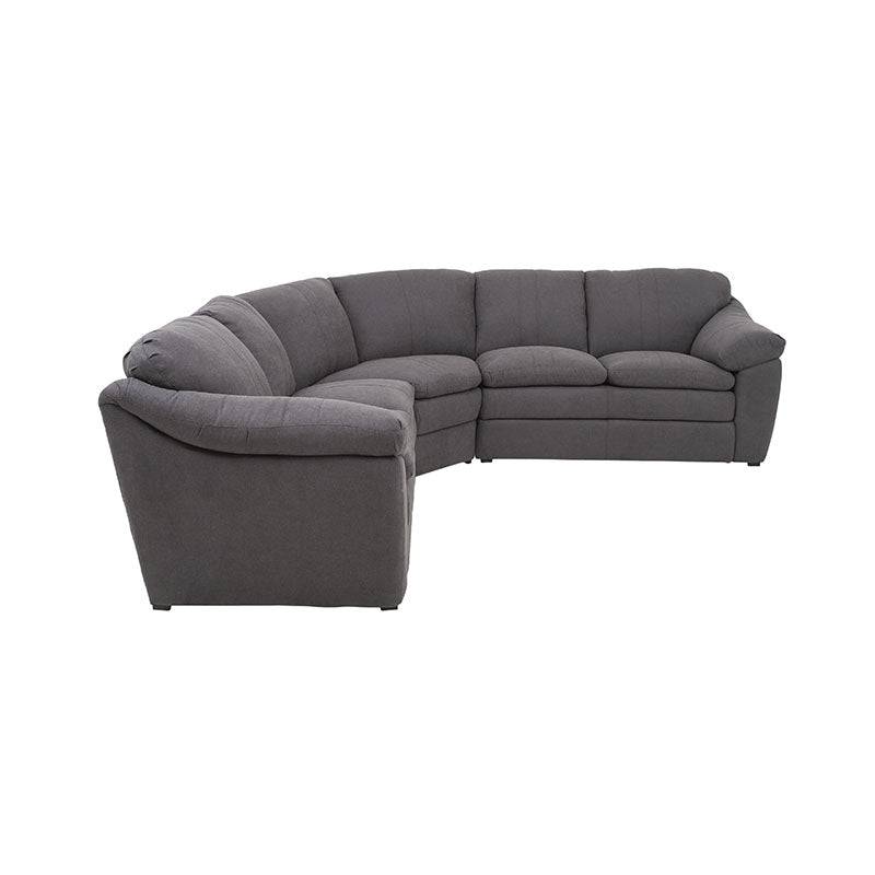 Sala Amara de tapiz gris claro, con estructura moderna y cojines cómodos, de la marca deurope.com.mx.