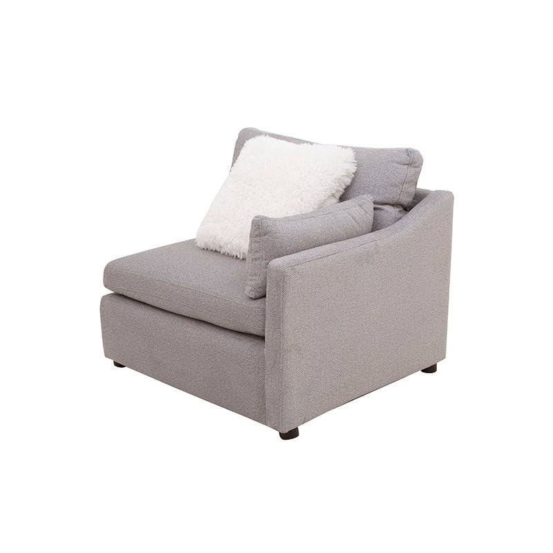 Juego de sala Francesca de 6 piezas en tapiz gris oscuro, sofá y sillones laterales con detalles en tela tejida.
