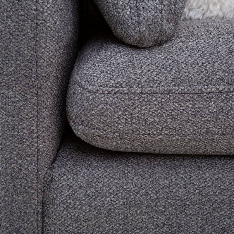 Juego de sala Francesca de 6 piezas en tapiz gris oscuro, con sofá y sillones, diseño moderno y cómodo para sala de estar.