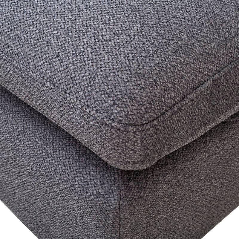 Juego de sala Francesca de 6 piezas en tela gris oscuro, sofá y sillones con tapizado de tela plano, vista lateral izquierda.