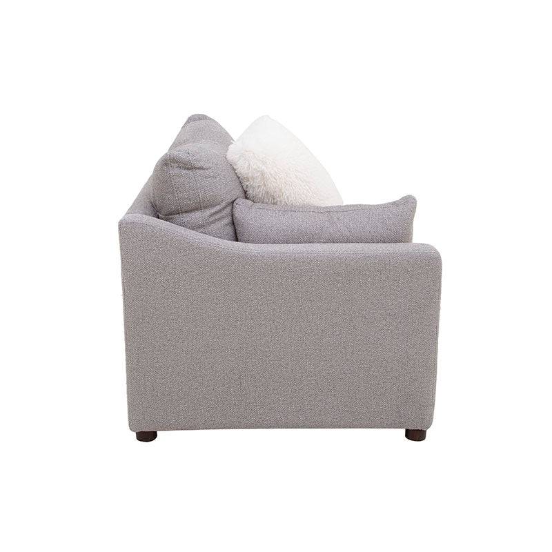 Juego de sala Francesca de 6 piezas en tela gris oscuro, con sillones y mesa de centro.