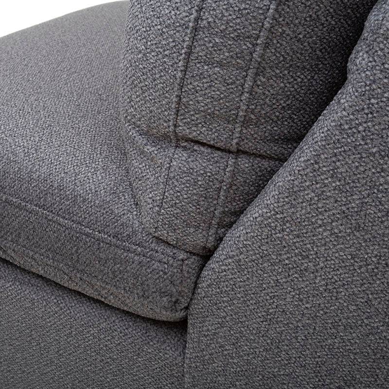 Juego de sala Francesca de 6 piezas en gris oscuro con textura afelpada, incluye sillón central, para sala moderna y elegante.