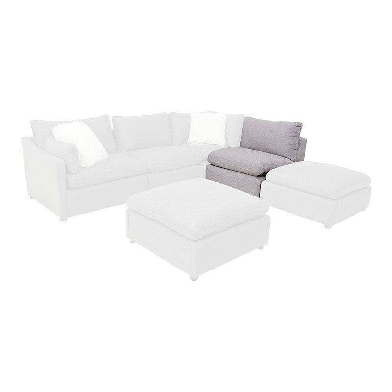 Juego de sala Francesca de 6 piezas en gris oscuro con textura afelpada, incluye sillón central y muebles de tejido plano.