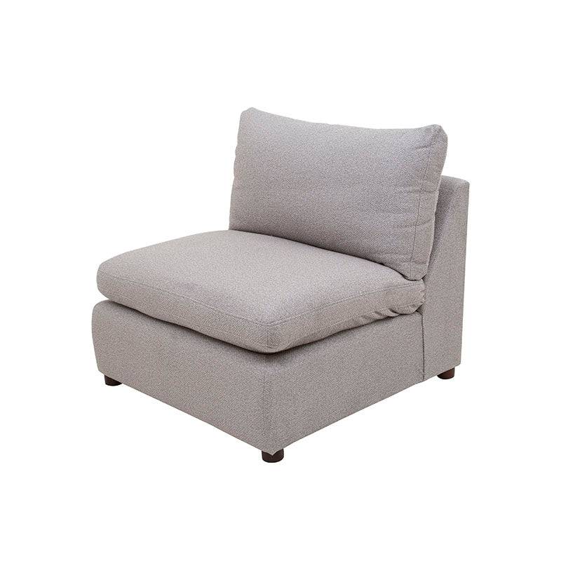 Juego de sala Francesca de 6 piezas en gris oscuro con textura afelpada, incluye sillón central y muebles cómodos.