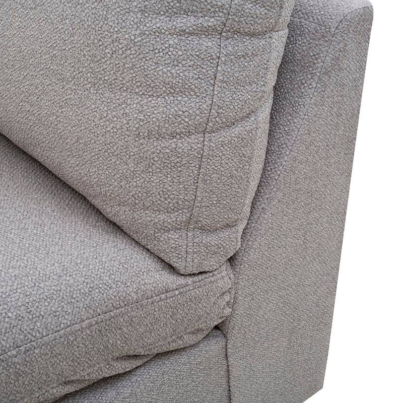 Juego de sala Francesca de 6 piezas en gris oscuro con textura afelpada, incluye sillón central, dimensiones 86x88x93 cm.