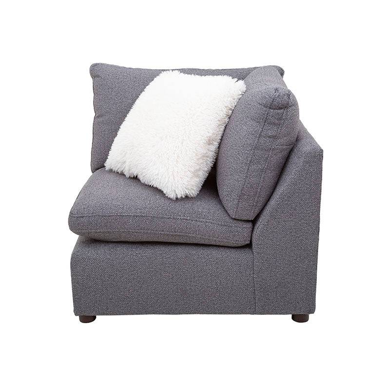 Juego de sala Francesca de 6 piezas en gris oscuro con textura afelpada, incluye esquinero, deupeurope.com.mx