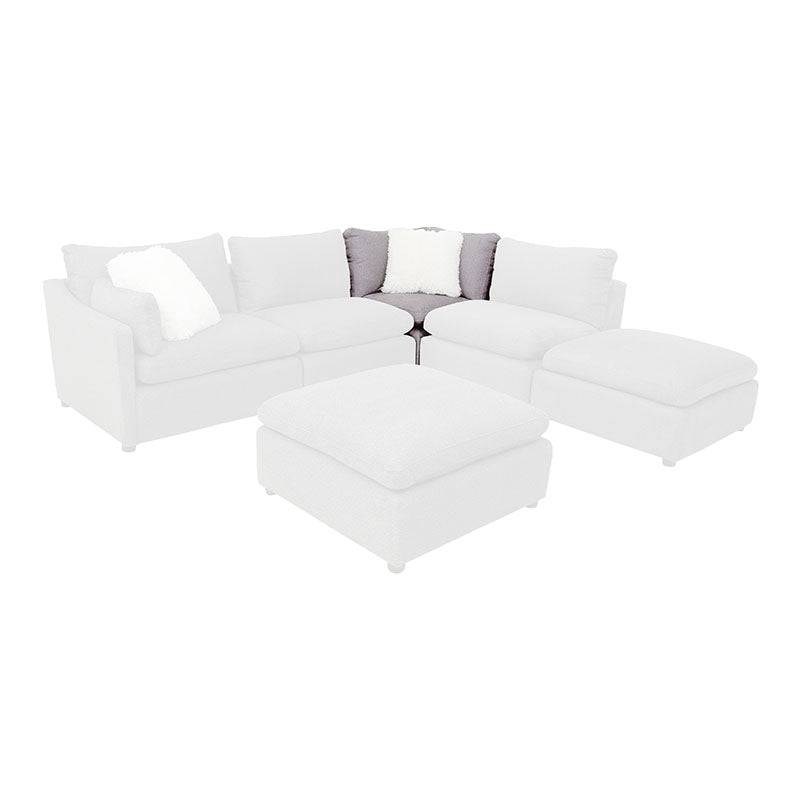 Juego de sala Francesca de 6 piezas en gris oscuro con textura afelpada, incluye esquineros, tejido plano, muebles cómodos y elegantes.