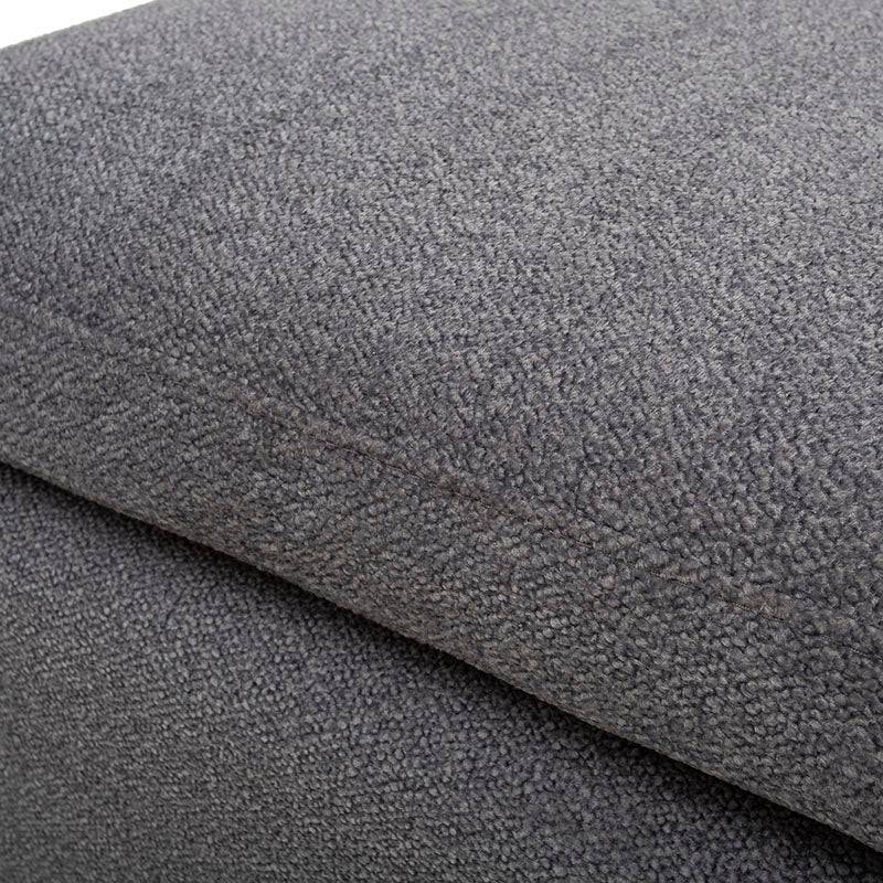 Juego de sala Francesca de 6 piezas en tela gris oscuro con textura afelpada, incluye sofá y taburetes, deupeure.com.mx