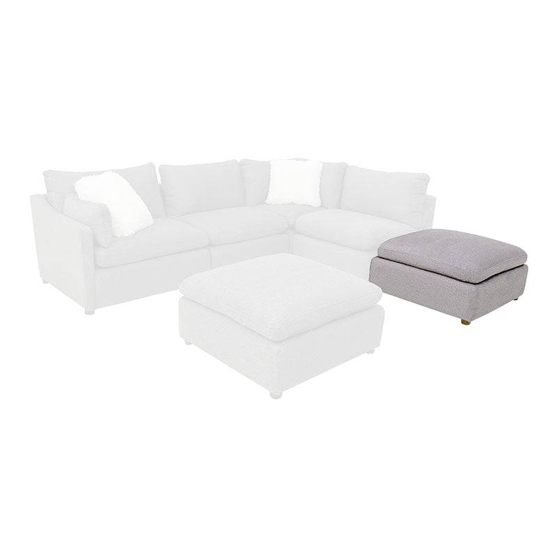 Juego de sala Francesca de 6 piezas en tela gris oscuro con textura afelpada, incluye sofá y taburetes, deureope.com.mx