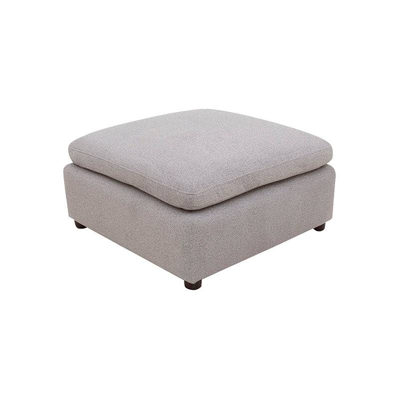 Juego de sala Francesca de 6 piezas en gris oscuro con tela afelpada, incluye sofá, sillones y taburetes, con textura suave.