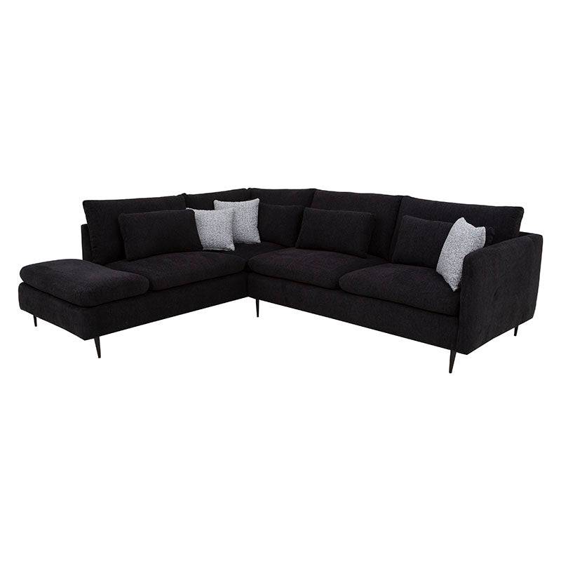 Sala Jess con chaise de tapiz marfil, sofá de tela con chaise longue, dimensiones 280x93x238 cm, deurope.com.mx