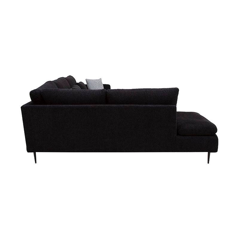 Sala Jess con chaise de tapiz marfil, sofá de tela con chaise longue, dimensiones 280x93x238 cm, deurope.com.mx