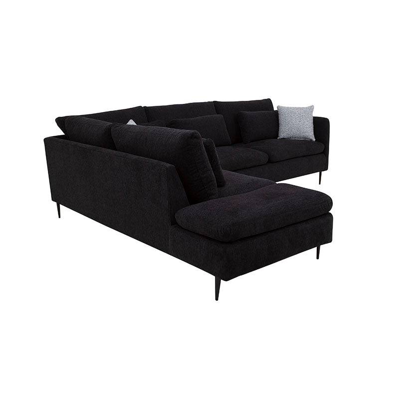 Sala Jess con chaise en tela marfil de Deurope, sofá de esquina con diseño moderno y cómodo, en vista frontal.