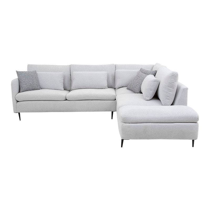 Sala Jess con chaise de tapiz marfil, sofá con chaise longue, deurope.com.mx, estructura y cojines acolchados.