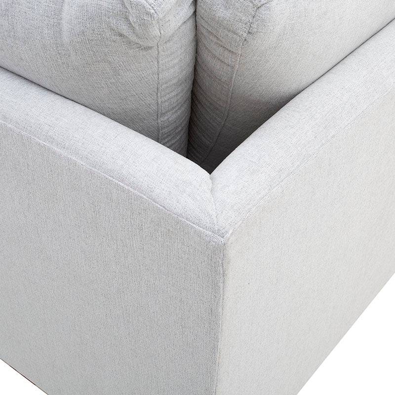 Sala Jess con chaise de tapiz marfil, moderna y cómoda, con estructura de tela y diseño elegante en sala de 280 cm de ancho.