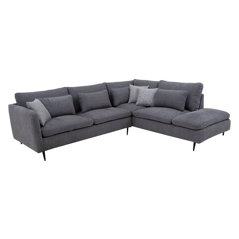 Sala Jess con chaise de tapiz marfil, estilo moderno, con estructura de tela y dimensiones amplias para sala de estar.