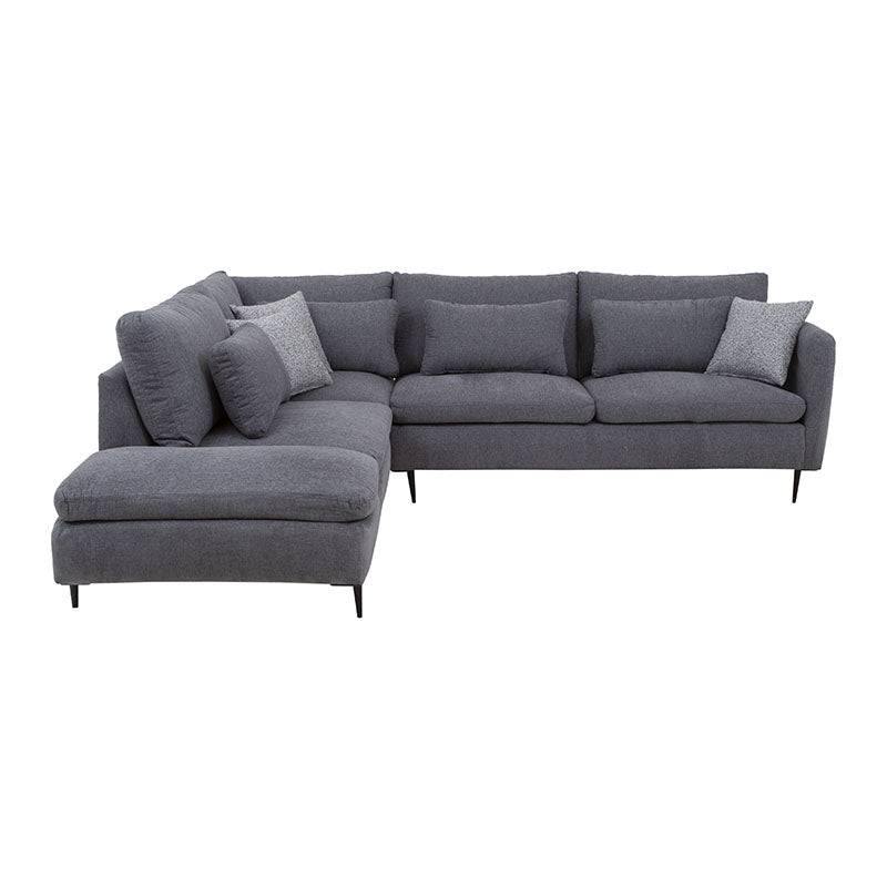 Sala Jess con chaise de cuero en color marfil, con cojines y estructura moderna, de tamaño amplio para sala de estar.