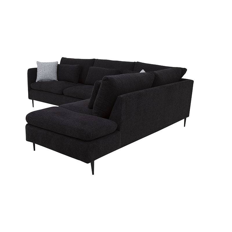 Sala Jess con chaise de tapiz marfil, sofá con chaise longue, tela de tejido plano, dimensiones aproximadas en la imagen