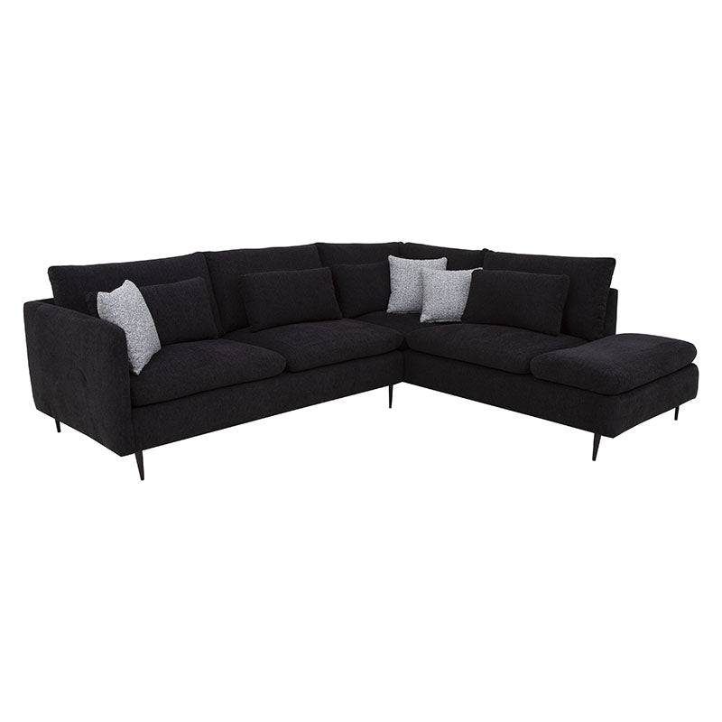 Sala Jess con chaise de tapiz marfil, sofá de tela con chaise longue, dimensiones 280x93x238 cm, deurope.com.mx