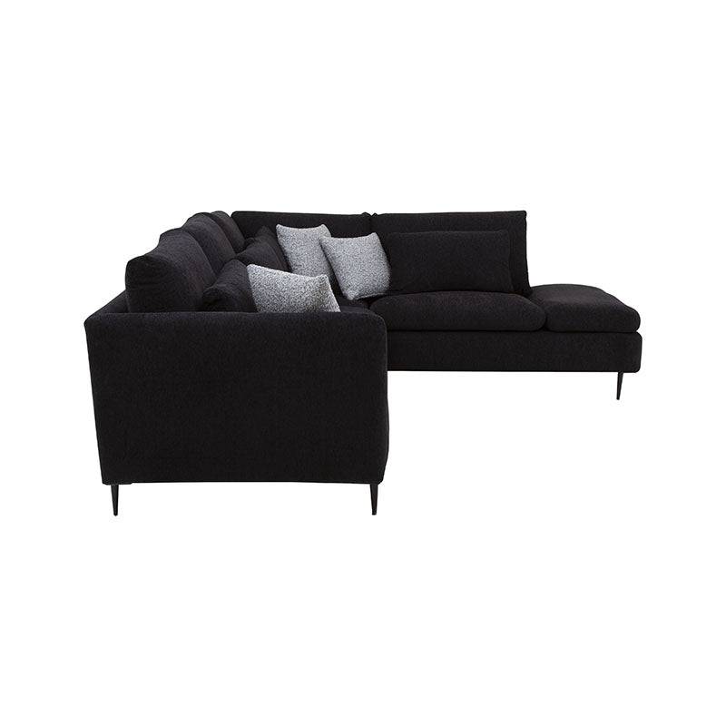 Sala Jess con chaise de tapiz marfil de Deurope, sofá amplio con chaise longue y estructura en tela plano.
