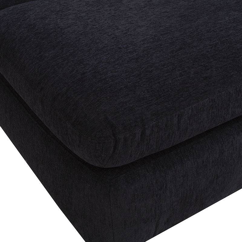 Sala Jess con chaise de tapiz marfil, sofá con chaise longue, deurope.com.mx, vista frontal con dimensiones.