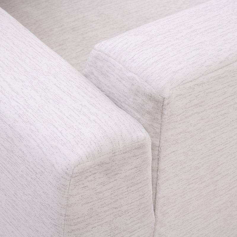 Sala San Miguel chaise deurope.com.mx, sofá con chaise en tono marfil, tejido plano con textura afelpada, vista frontal, dimensiones 182x100x81 cm