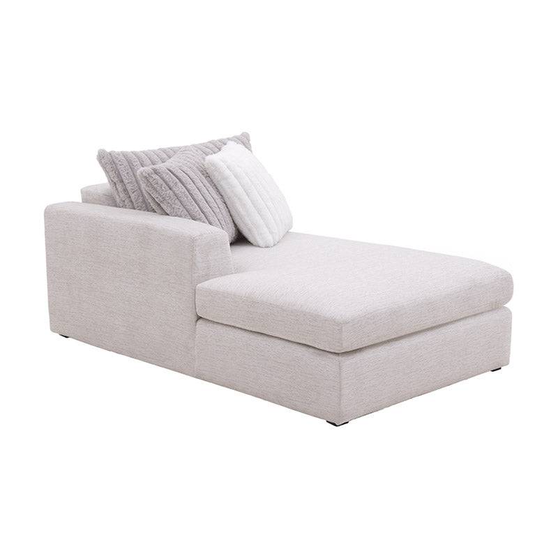 Sala San Miguel chaise deurope.com.mx en color marfil, sofá con chaise longue, tejido plano con textura afelpada, vista frontal.