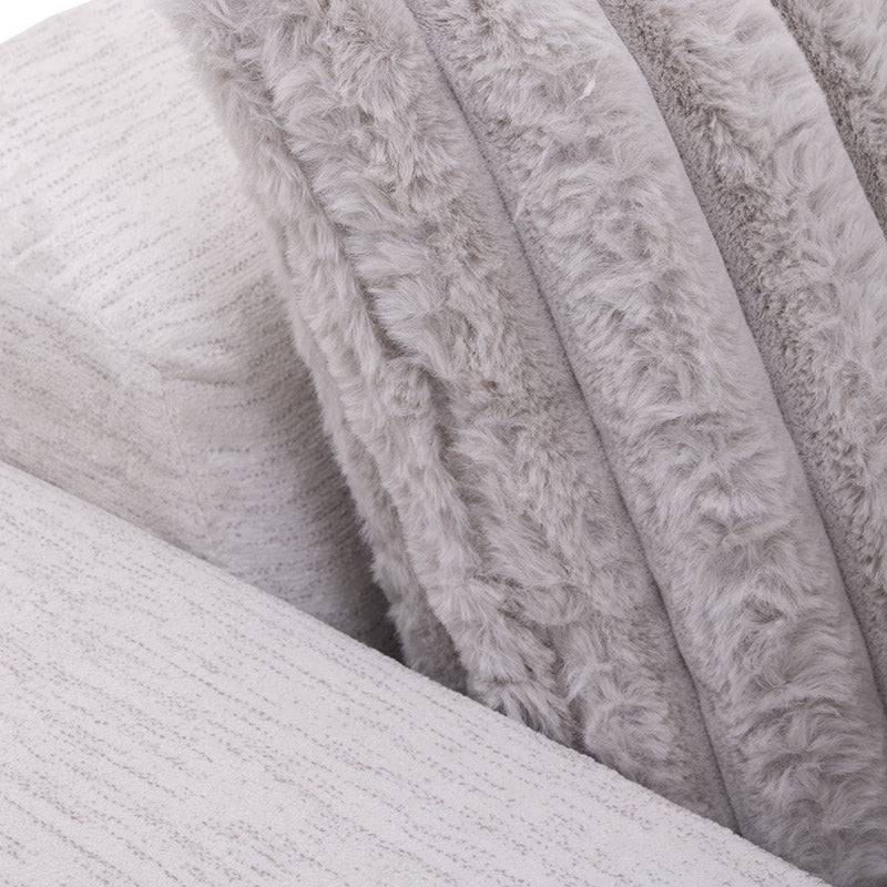 Sala San Miguel Chaise deurope.com.mx, sofá con chaise en color marfil, tejido plano con textura afelpada, vista frontal.