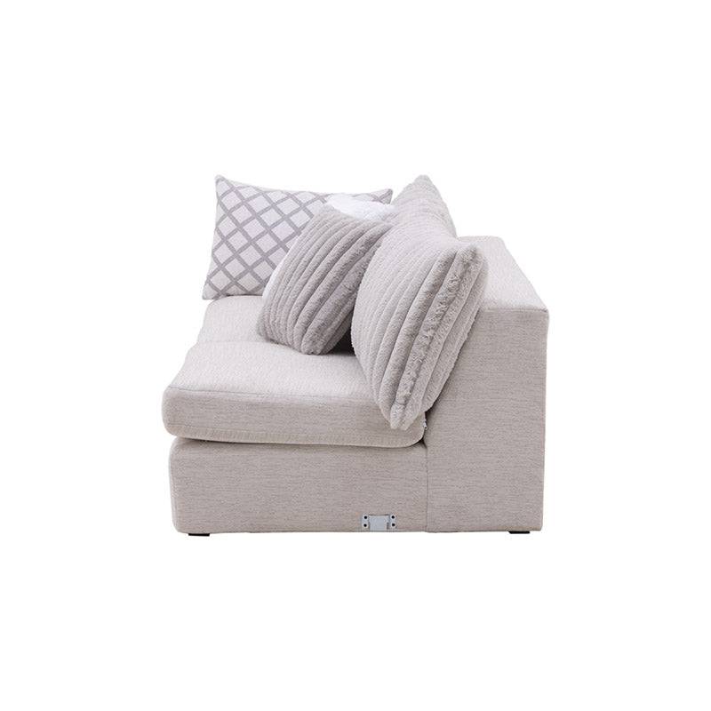 Módulo de sala San Miguel Loveseat lateral de tejido plano con textura afelpada en color marfil, de tamaño 178x81x103 cm.
