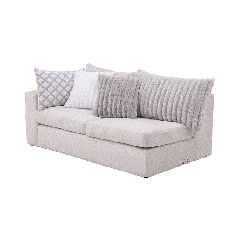 Módulo de sala San Miguel Loveseat lateral de Deurope en tejido plano con textura afelpada, frente, izquierdo, 178 cm de ancho.