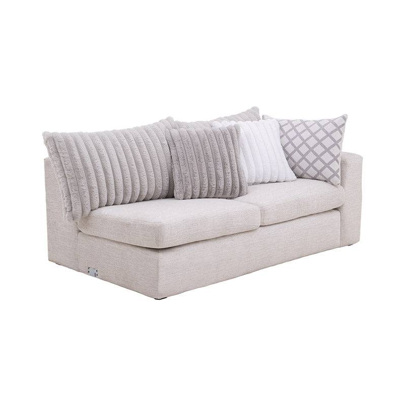 Módulo de sala San Miguel Loveseat lateral de tejido plano con textura afelpada, color marfil, de deurope.com.mx, vista frontal.