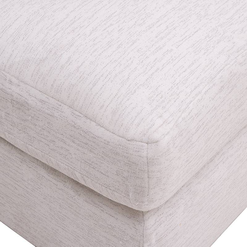 Módulo de sala San Miguel loveseat lateral de tejido plano con textura afelpada en color marfil, frente, izquierda, de 178 cm de ancho.