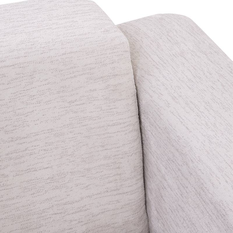 Módulo de sala San Miguel loveseat lateral de deurope.com.mx en tela marfil con textura afelpada, frente, 178 cm de alto.