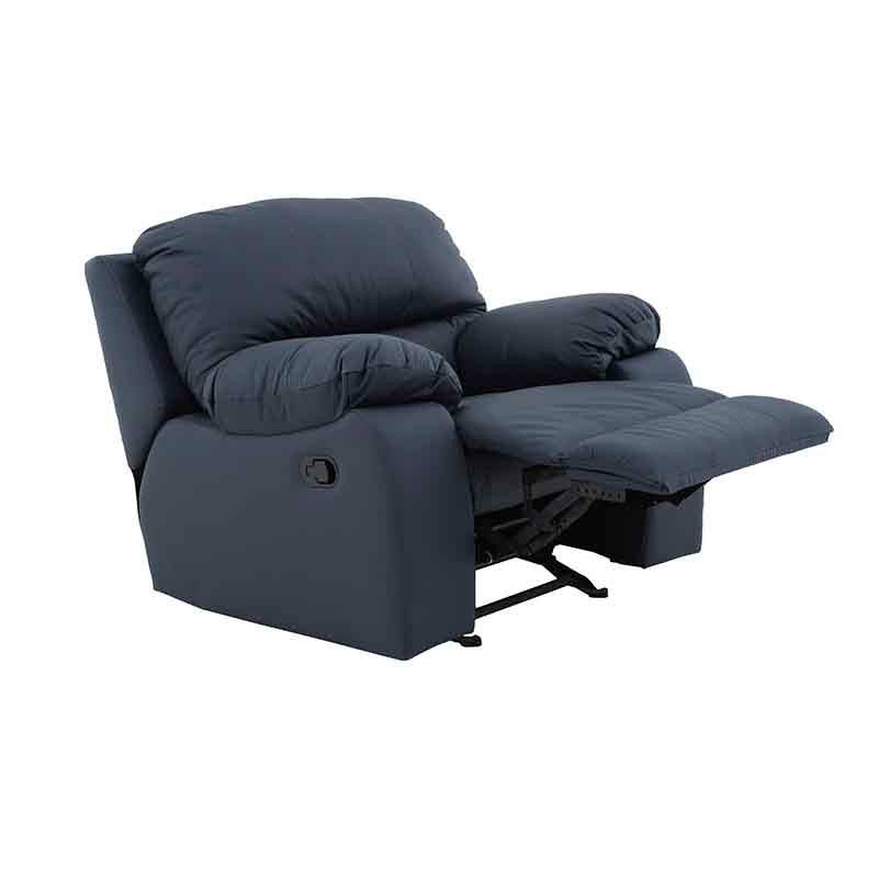 Sillón individual de la sala Enzo III en cuero azul cobalto, con diseño moderno y cómodo, marca deurope.com.mx