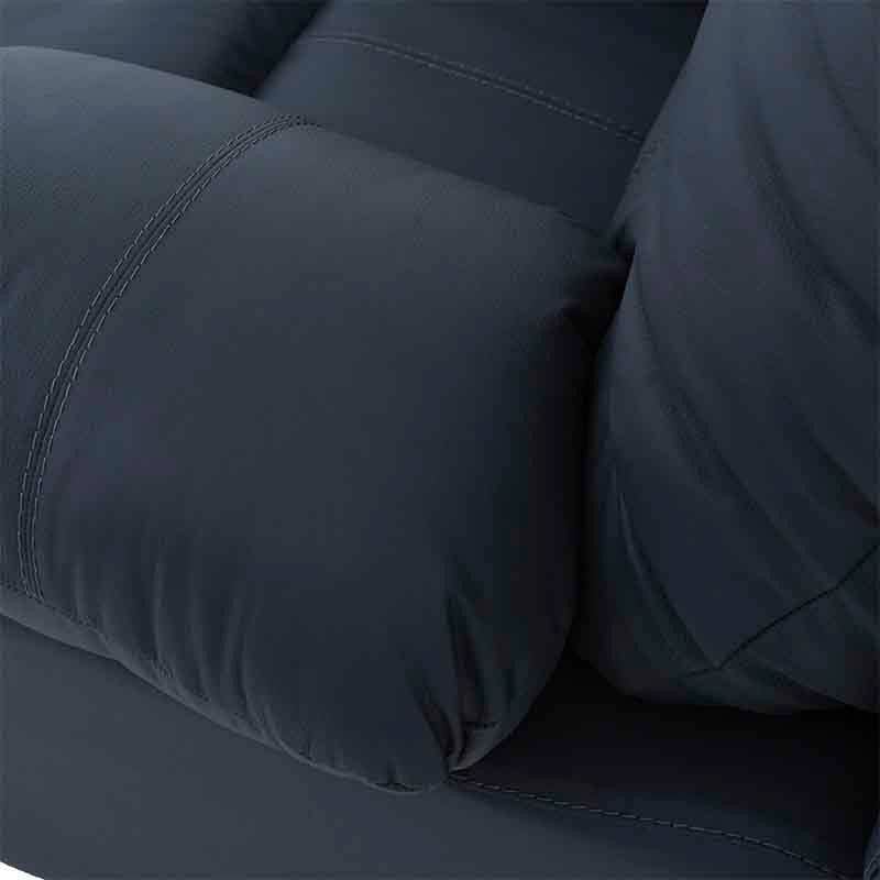 Sillón individual de la sala Enzo III en color azul cobalto, tapizado en piel y leather touch, con respaldo y asiento cómodos.