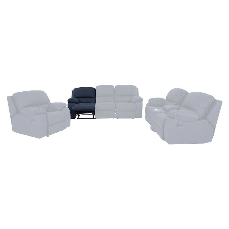 Juego de sala Enzo de 5 piezas en piel y cuero sintético azul cobalto, modular y moderno para sala de estar.