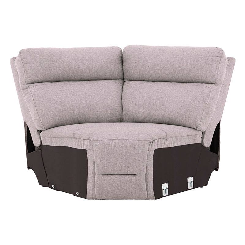 Módulo de sala esquinero Sala Pauda II en gris de tapiz de tela, muestra el frente, altura 105 cm, fondo 90 cm, de deurope.com.mx
