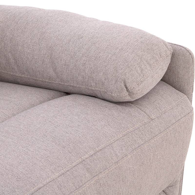 Módulo lateral derecho de la sala Pauda II en tela gris, de estilo moderno y tapizado en tejido plano, de aproximadamente 105 cm de ancho.