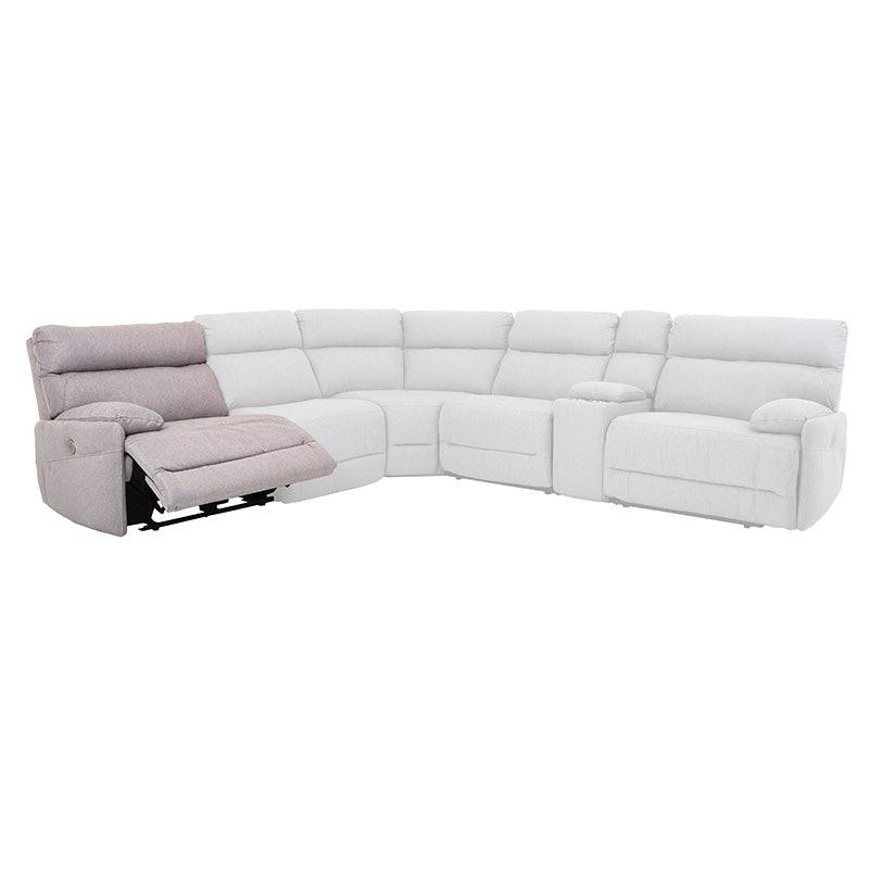 Módulo lateral izquierdo de la sala Pauda II en gris, tapizado en tela, con dimensiones de 105x100x90 cm, deurope.com.mx