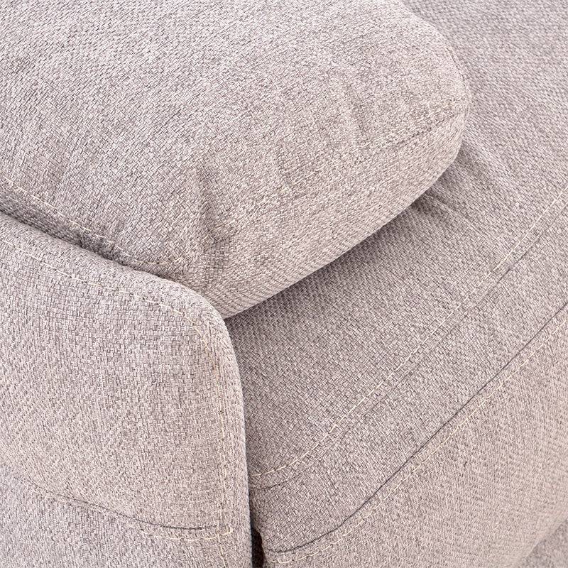 Módulo lateral izquierdo de la sala Pauda II de color gris en tela, con respaldo y asiento tapizados en tejido plano.