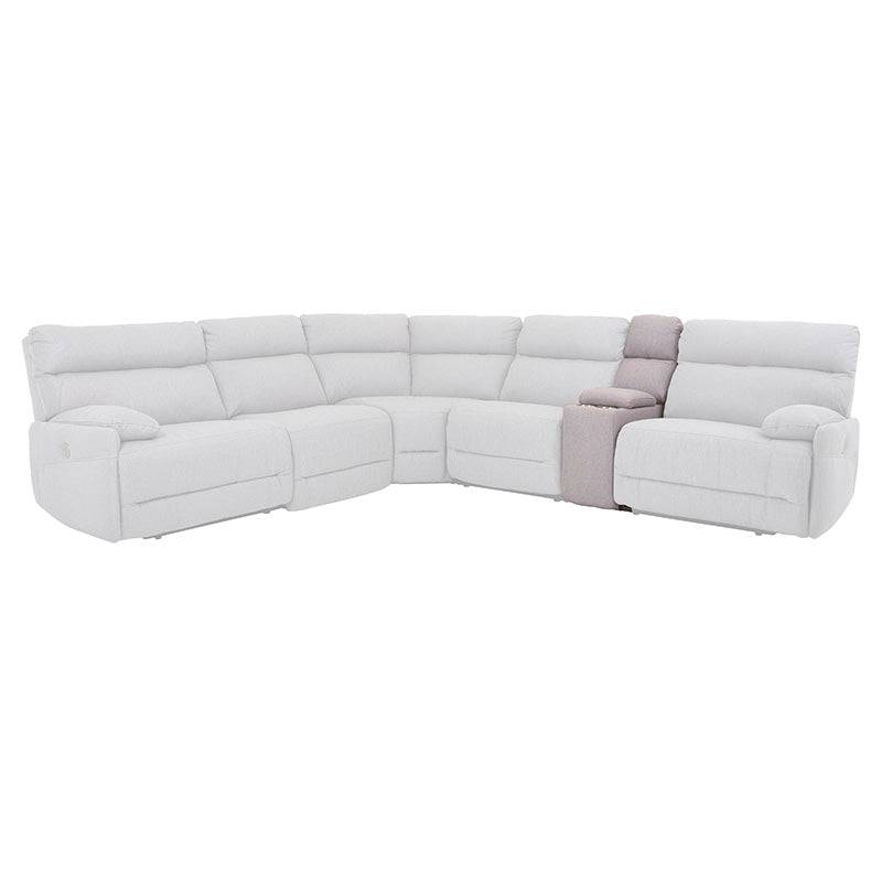Sala Pauda II deurope.com.mx, sala modular gris con consola de tapiz en tela, mide 30 cm de alto, 100 cm de fondo y 90 cm de ancho.